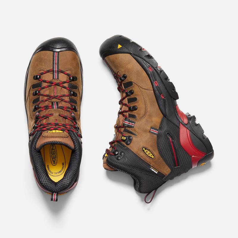 Keen CSA Hamilton Waterproof Carbon-Fibre Toe Arbeitsschuhe Herren DE-41865 Bison/Jester Red - Keen